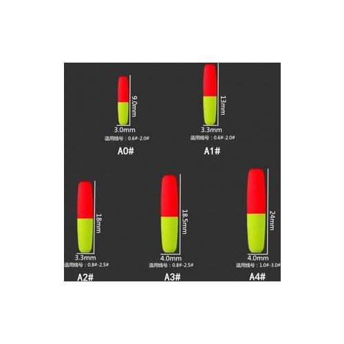 High quality 60 Packs Fishing Float Seven-star Beans 0#-4# Cylinder Night Fishing Float Fishing Tackle Accessories A373