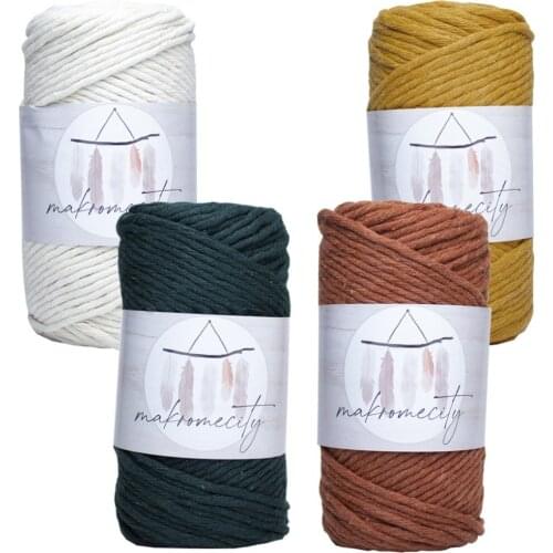 Premium Scanned Macrame Rope 3mm Macrame Scannable Hobby Rope 4lü Set Ecru Mustard Tile Naphtha Cotton 250 + Orange 50-99m