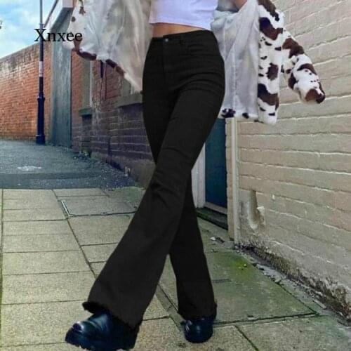 Flare Jeans Womens High Waist Solid Color Womens Trousers Womens Jeans Flared Pants Womens Denim Trousers Womens Clothing