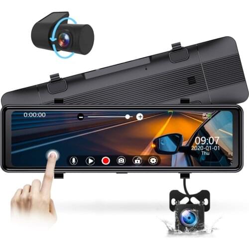 10 Inch Touch Screen Dual Separate Lens Car Mirror Video Recorder FHD 1080P Dash DVR Cam Backup Camera Front and Rear Dual