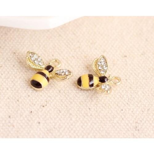 10pcs 14x18mm enamel bee charm for jewelry making fashion earring pendant bracelet necklace charms diy design charms XL508