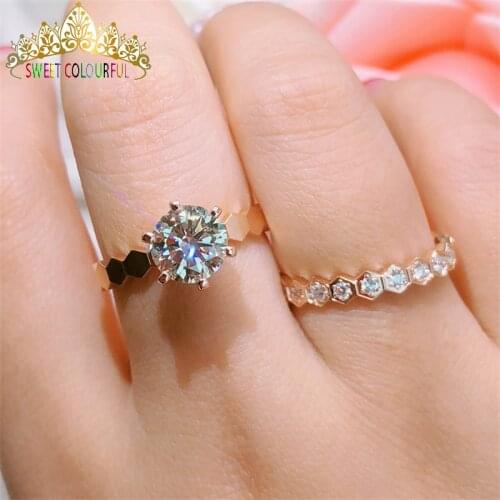 100% 18K 750Au Gold a set of ring Moissanite Diamond Ring D color VVS With national certificate MO-0H108