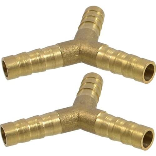 2 x Brass Y Style 3 Ways Hose Barb Connectors Adapters for 8mm Tubing