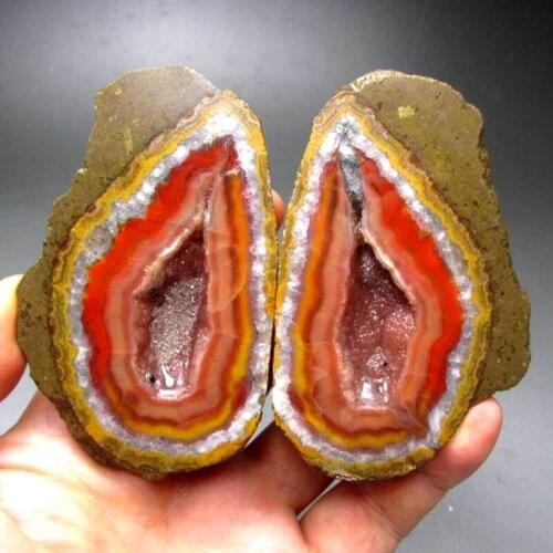 280g Pair of Unpolished Achat Agate Thunderegg Half Geode - crystals and stones healing Mineral specimen Home Decor L0171