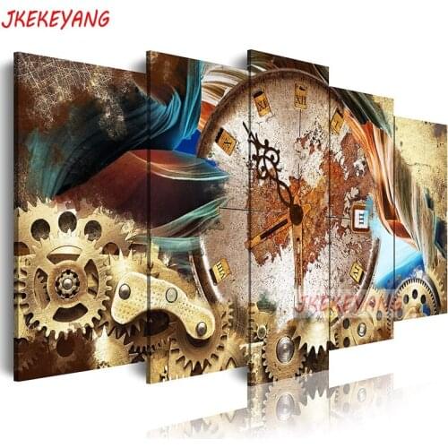 5pcs 5D Diy Diamond embroidery"Mechanical clock"Cross Stitch full square diamond painting,puzzle,decorations for home Y3631