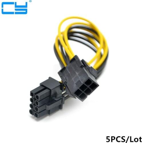 5PCS/LOT NEW PCI Express 6 pin to 8 pin Power Adapter Cable 6pin to 8pin PCIe cable