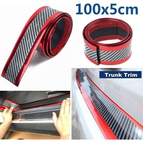 5cm*1m Carbon Fiber Red Car Door Sill Scuff Plate Guard Pedal Protector Strips Anti-collision Strip