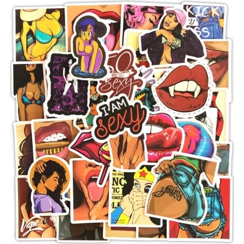50pcs Retro Sexy Beauty Girl Graffiti Laptop Stickers Waterproof Refrigerator Decoration Mixed Decals For MacBook Sticker