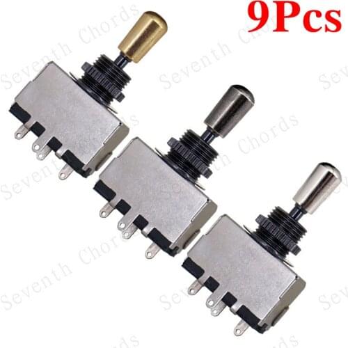 9 Pcs Black LP Electric Guitar Metal Closed 3-way Pickup Selector Tone Switch Toggle with Brass Knob