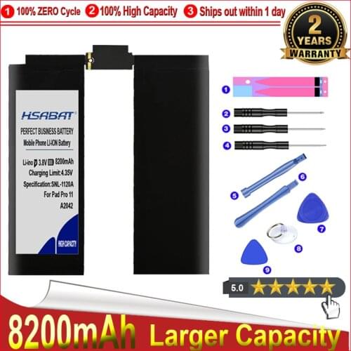HSABAT 0 Cycle 8200mAh Battery for iPad Pro 11 2018 A1980 A2013 A1934 A1979 A2042 Tablet High Quality Replacement Accumulator