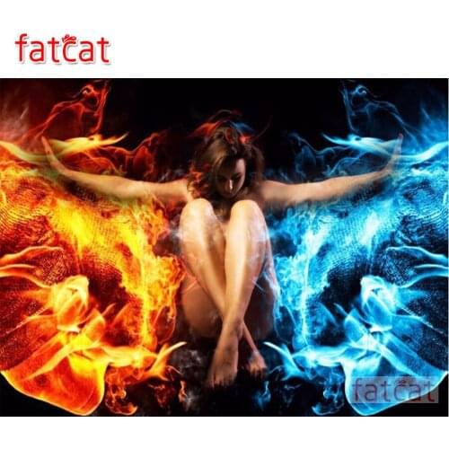 FATCAT Ice and Fire Woman 5d diy diamond painting kits full square round drill diamond embroidery sale wall decoration AE3037