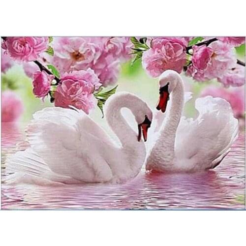 ARMYQZ 5D DIY diamond painting full square diamond white swan embroidery cross stitch rhinestone animal mosaic home decoration