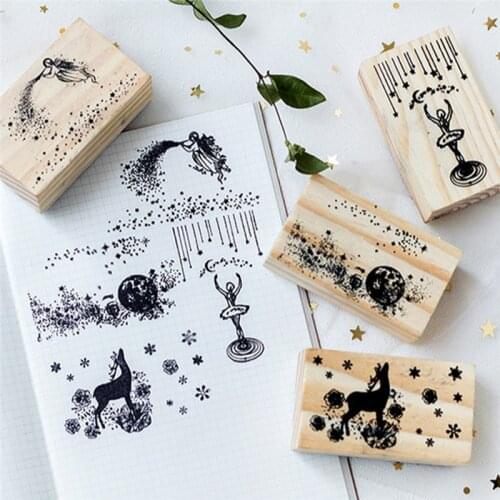 Ornate Chapters Series Boxes Wood Stamp Scrapbook DIY Photo Album Card Decoration Craft Wooden Rubber Stamp Toy
