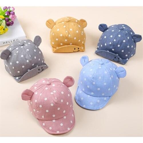 Children Cute Sun Hat Polka Dot Baby Hat Girl Boy Sun Hat With Ears Spring Summer Newborn Photography Road Baseball Cap