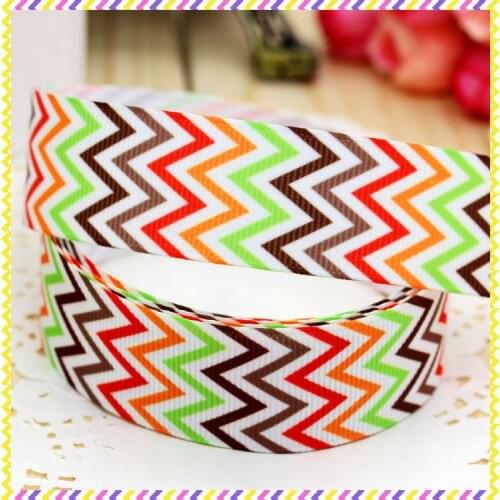 DHK 7/8'' 5yards chevron antumn fal printed grosgrain ribbon headwear hair bow diy party decoration OEM Wholesale 22mm C941