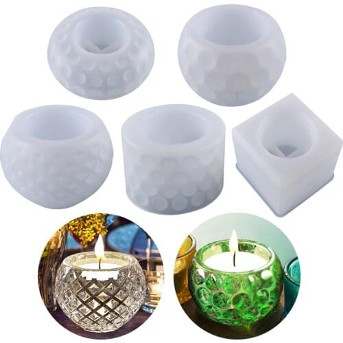 DIY Crystal Round Shape Storage Box Resin Mold Candle Holder Wave Point Silicone Mold Jewelry Making Casting Mould Home Decor