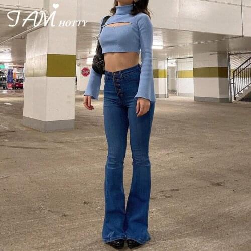 Breasted High Waist Oversize Flare Jeans Women Vintage Fashion Denim Streetwear Korean Trousers Casual Classic Outfits Iamhotty