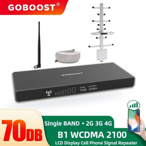 GOBOOST Cellular Repeater 3G 4G LTE GSM Signal Booster Band1 2100 MHZ WCDMA Amplifier Network UMTS Antenna Cable Cell A Set Home