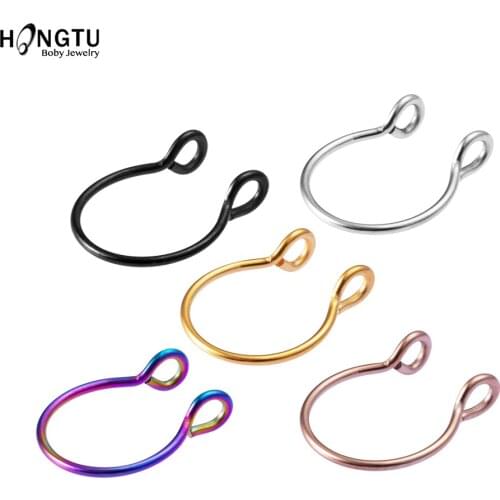 HONGTU 5pcs/set Cute Fake Nose Rings Clip Stainless Steel U-Shaped Faux Nose Rings Non Piercings Septum Oreja Piercing Jewelry