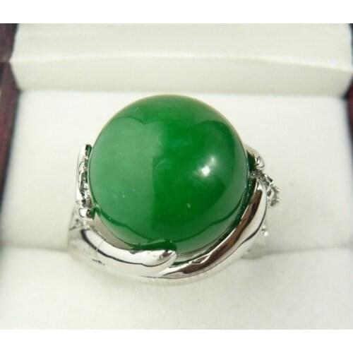 Wholesale simple style 12mm green Natural jade fashion ring(#7.8.9)