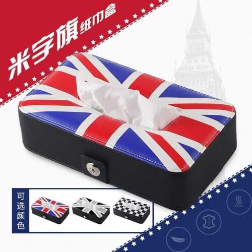 PU Union Jack Car Seat Neck Back Tissue Box Holder Napkin Box for Mini Cooper JCW One S R55 R56 R60 R61 F55 F56 F60 Car Styling
