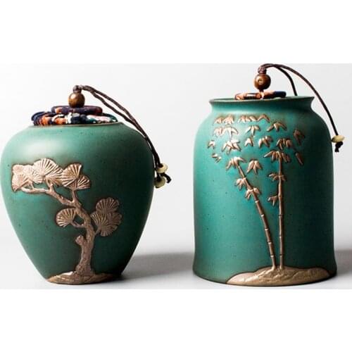 Creative Tea Storage Jar Ceramic Art Tieguanyin Puer Holder Coarse Pottery Box Coffee Beans Caddy Container Teaware Accessories