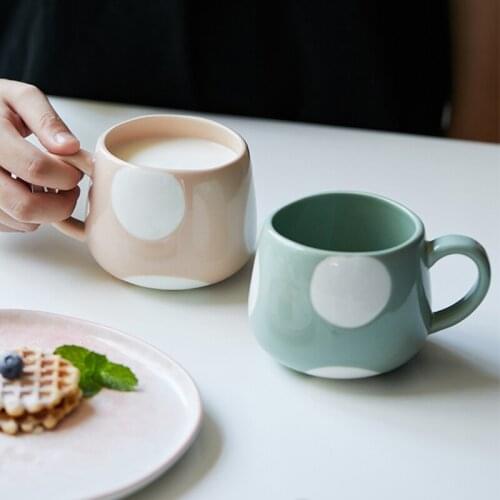 360ml Creative Cute Cute Ceramics Coffee Mug Geometric Handmade Mugs Drinkware Breakfast Milk Tea Water Cup With Handle Gift Cup