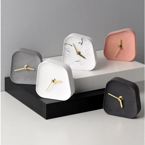 Nordic Small Table Clock Cute Creative Cement Desk Clock Kids Bedroom Clock Modern Design Reloj De Mesa Chirldren Clocks AC50TC