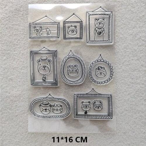 Bear Photo Frame Clear Stamps DIY Scrapbooking Craft Supplies Silicone Seal Custom Photo Album Transparent Stamp for Stamping