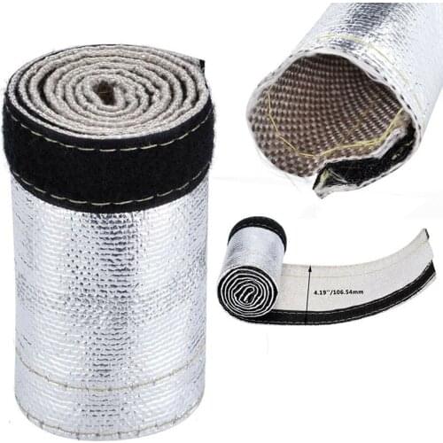 SPEEDWOW Metallic Heat Shield Sleeve Insulated Wire Hose Cover Wrap Loom Tube 60X10.6cm Car Accessories