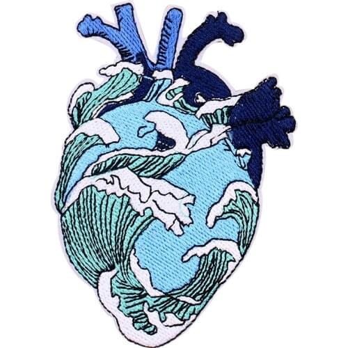 Heart Embroidered Patches for Jacket Clothing Stickers Badges Hippie Stripes Applique Patch Iron on Patches Free Shipping