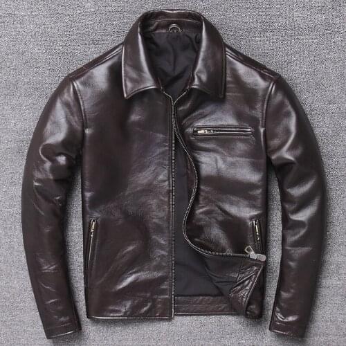 Genuine Leather Jacket Men Real Cow Leather Coat Spring Autumn Biker Motorcycle Jacket Chaqueta Cuero Hombre X-1885YL KJ3651