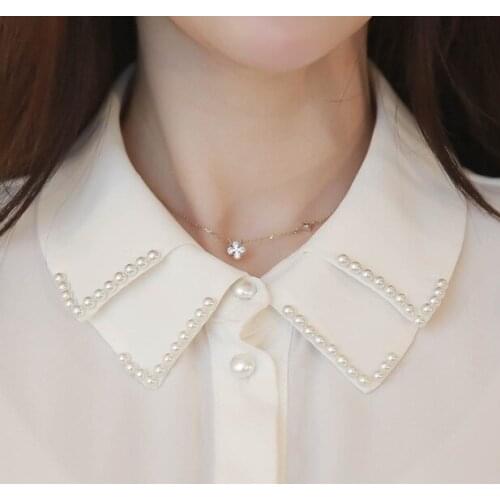 New double - layer high - quality pearl shirt sweater fake collar necklace wholesale sharp shirt sweater fake necklace collar