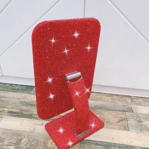 NEW Beauty Diamonds Cosmetic Square Mirror Dressing Table Handmand Rotating Bathroom Home Bedroom FOR Grils Women Birthday Gifts