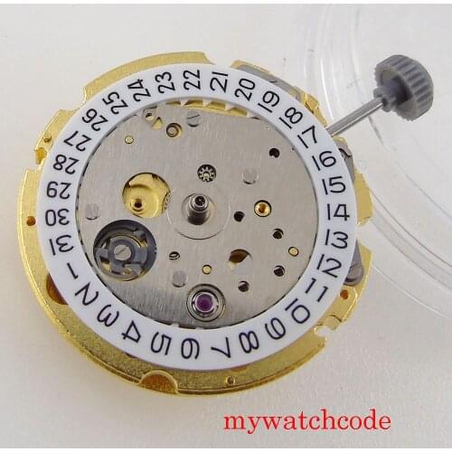 Original Japan 21Jewels MIYOTA 8215 Gold Plated Automatic Movement Calendar Date Wheel Watch Replacement Spare Parts Top