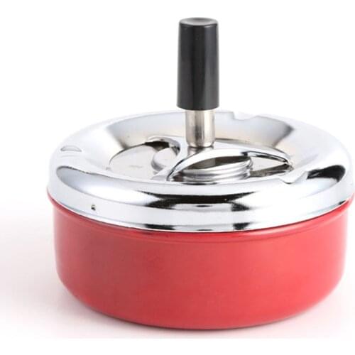 Household Hotel Stainless Steel Ashtray European Style Creative Rotable Ash Tray Office Fully Enclosed Smoking Holder Home Decor