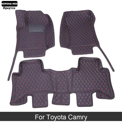 Custom Car Floor Mats For Toyota Camry 70 50 XV40 30 2005 2008 2018 Luxury Waterproof Floor Mat Anti Slip Carpet Leather Car Mat