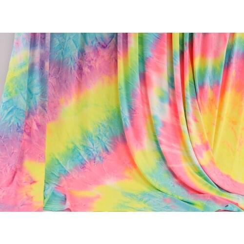 Tie-Dye Rainbow Stretch Spandex Fabric for Dancer Swimwear Making 170x50cm - Sold By The Half Meter