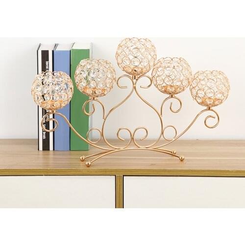 Crystal Metal Candle Holders Table Candelabras, Candle Holder Stand Centerpieces Wedding Buffet Candlestick Decoration