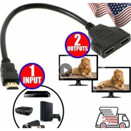 Compatible Splitter 1 Input Male To 2 Output Female Port Cable Adapter Converter 1080P For DVD TV PS3 Games Video Digital Cables