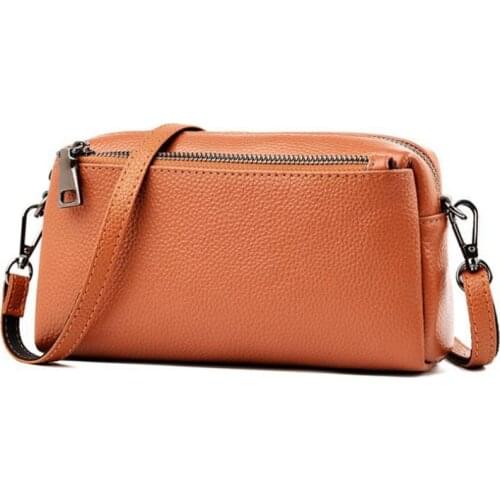 Classic Genuine Leather Small Shoulder Bag Ladies Clutch Bag with Wristlet Ladies Small Chain Purse Leather Phone Bag