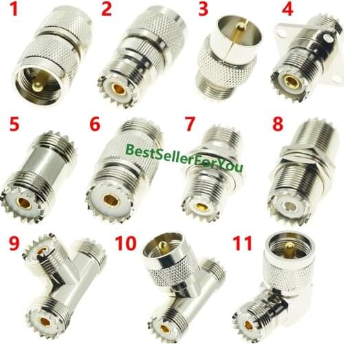 UHF male female to UHF male female PL259 TO SO239 RIGHT ANGLE 3 WAY RF adapter connector