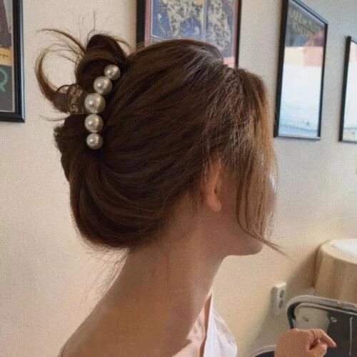 Pearl Hair Clip Head Clip Coiled Hair Hair Accessories Champagne Hair Claws Fashion Women Headdress Adult Birthday Geometric