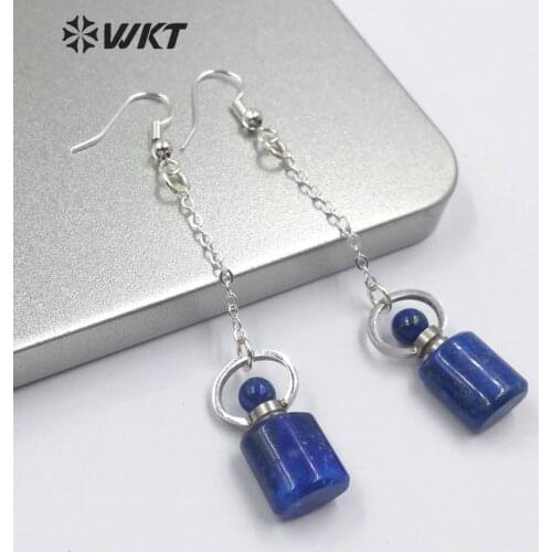 WT-E582 colorful round shape natural stone perfume bottle Earring with O-chain Earrings Charm ladies Jewelry long Earrings