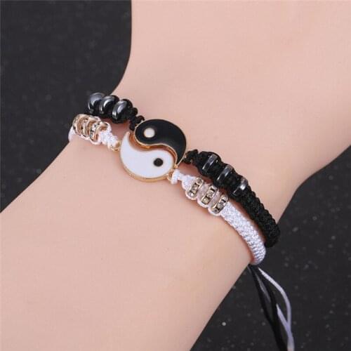 1 Pc Couple Bracelet Chinese Retro Tai Chi Gossip Banish Bad Luck Hand Woven Rope BFF Best Friend Friendship Jewelry