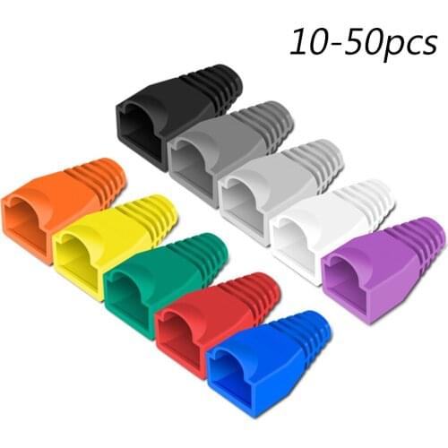 10-50PCS RJ-45 CAT6 CAT5e Adapter Cap Ethernet Network Cable Connector Plugs RJ45 Caps Cat 5 CAT6 Protective Sleeve Multicolour