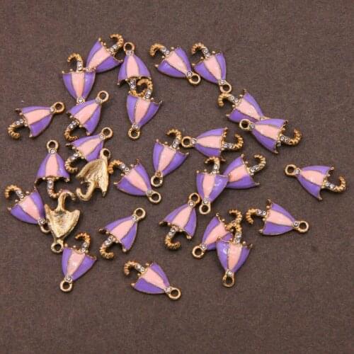 10pcs DIY alloy parts enamel umbrella charm, KC gold hair accessories material bracelet necklace pendant jewelry accessories