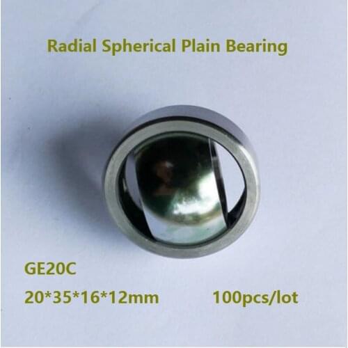 100pcs/lot GE20C GE20UK 20mm 20×35×16×12mm Radial Shaft Spherical Plain Bearing with Self-Lubrication 20*35*16*12mm