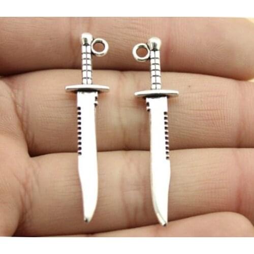20pcs/lot--10x43mm, Knife chams, Antique silver plated Weapons Sword charms,DIY supplies, Jewelry accessories
