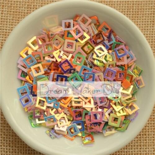 25g/lot 3mm&6mm Hollow square Brilliant Colors flat loose sequins Paillettes sewing wedding scrapbook DIY decoration confetti